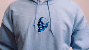 Mono-Chrome Blue Skull Hoodie